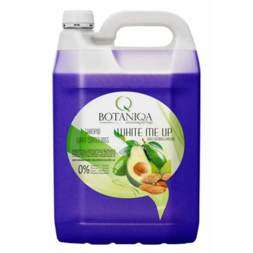 Szampon dla psów o szacie białej i jasnej - Basic White Me Up Sweet Almond & Avocado Shampoo 5 L  - marki Botaniqa