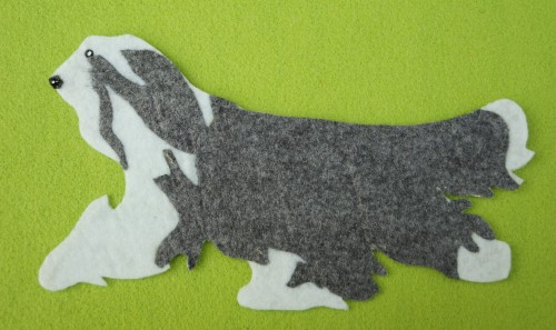 Bearded Collie aplikacja filcowa biało ciemno szary samodzielny montaż.jpg