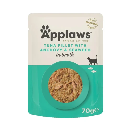 Saszetka dla kota Cat Pouch Filet z tuńczyka z sardelą i wodorostami w bulionie 70g - marki Applaws 