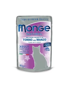 Saszetka dla kota NATURAL Tuńczyk z wołowiną 80g w galarecie- marki MONGE