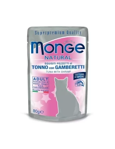 Saszetka dla kota NATURAL Tuńczyk z krewetkami 80g w galarecie - marki MONGE  