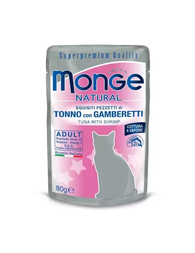 Saszetka dla kota NATURAL Tuńczyk z krewetkami 80g w galarecie - marki MONGE  