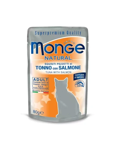 Saszetka dla kota NATURAL Tuńczyk z Łososiem 80g - marki MONGE