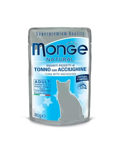 Saszetka dla kota NATURAL Tuńczyk z Anchois 80g - marki MONGE 