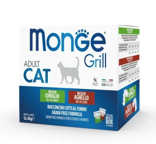 Multi Box Cat MONGE GRILL królik/jagnięcina 12x85g - marki MONGE