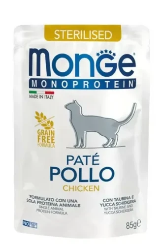 Saszetka dla kota MONOPROTEIN STERILISED pasztet z Kurczaka 85g - marki MONGE