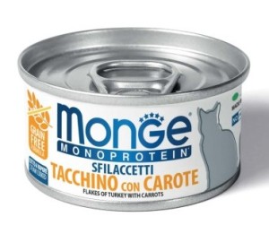 Puszka dla kota MONOPROTEIN Płatki mięsa indyka z marchewką 80g - marki MONGE 