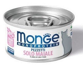 Puszka dla kota MONOPROTEIN Płatki mięsa w musie  wieprzowina 80g - marki MONGE 