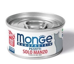 Puszka dla kota MONOPROTEIN Płatki mięsa w musie Wołowina 80g - marki MONGE