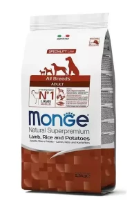 Pełnowartościowa karma Superpremium Adult  Jagnięcina z ryżem i ziemniakami  dla psa 2,5kg - marki MONGE  