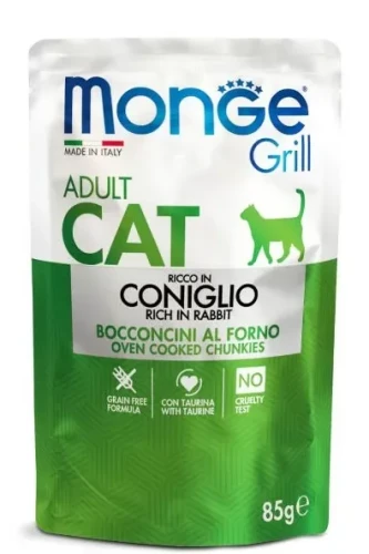 Saszetka dla kota ADULT mięsne kawałki z Królikiem 85g GRILL- marki MONGE 
