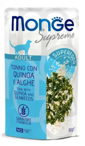 Saszetka dla kota Supreme ADULT Tuńczyk z komosą ryżową i wodorostami 80g - marki MONGE