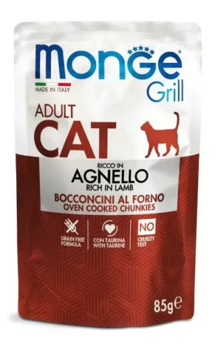 Saszetka dla kota ADULT mięsne kawałki z Jagnięcina 85g GRILL- marki MONGE