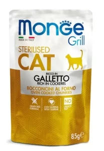Saszetka dla kota STERYLISED mięsne kawałki z Koguta 85g GRILL- marki MONGE