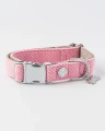 Obroża Pink Herringbone Luxury Tweed r. S – Różowa jodełka , Hugo & Hudson 