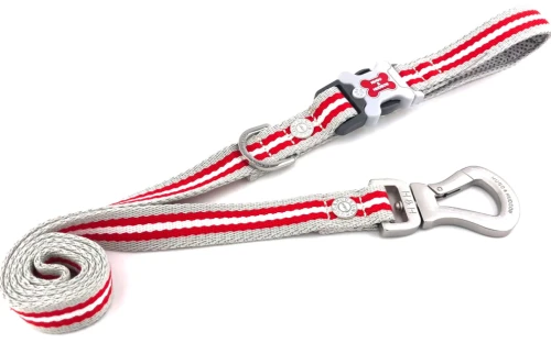 Smycz Classic Stripe HHSL10001-M/L – czerwone paski 1,2 m – marki Hugo & Hudson 