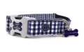 Obroża Fabric Printed Plastic Buckle r. XS – niebiesko - biała krata, Hugo & Hudson