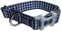 Obroża Fabric Printed Plastic Buckle r. XS – niebiesko - biała krata, Hugo & Hudson