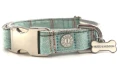 Obroża Tweed r. L – krata Aqua, morski niebieski, Hugo & Hudson  