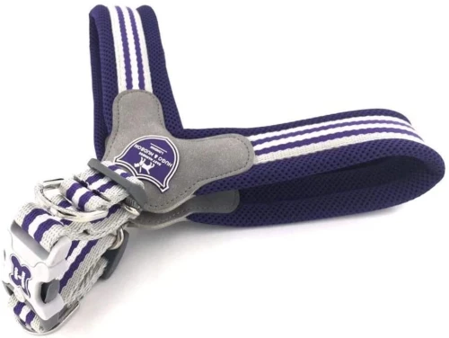 Szelki Easy Harness HHVMR10003-7 – fioletowe w biało szare paski rozm. 7 – marki Hugo & Hudson 