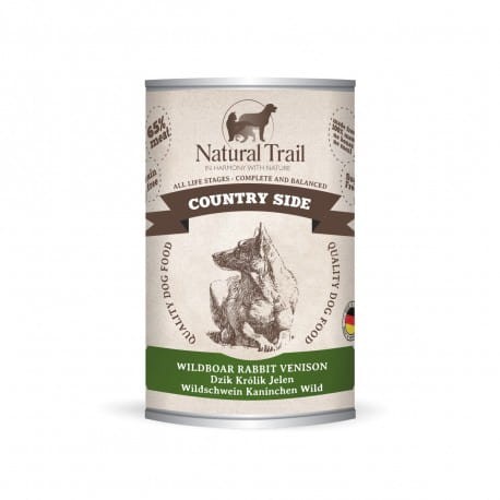 Mokra karma w puszce Country Side -  dzik, królik, jeleń- 400g- marki  Natural Trail